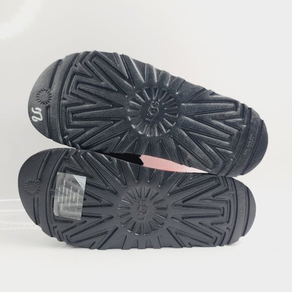 UGG Women's Black White Laton Trim Fur Slip-On Casual Slide Sandal Size 10 - Picture 5 of 7